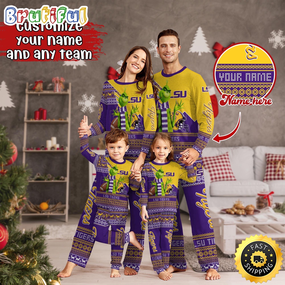 Sportswearmerch LSU Tigers NCAA Personalized Pajamas Family For Fan