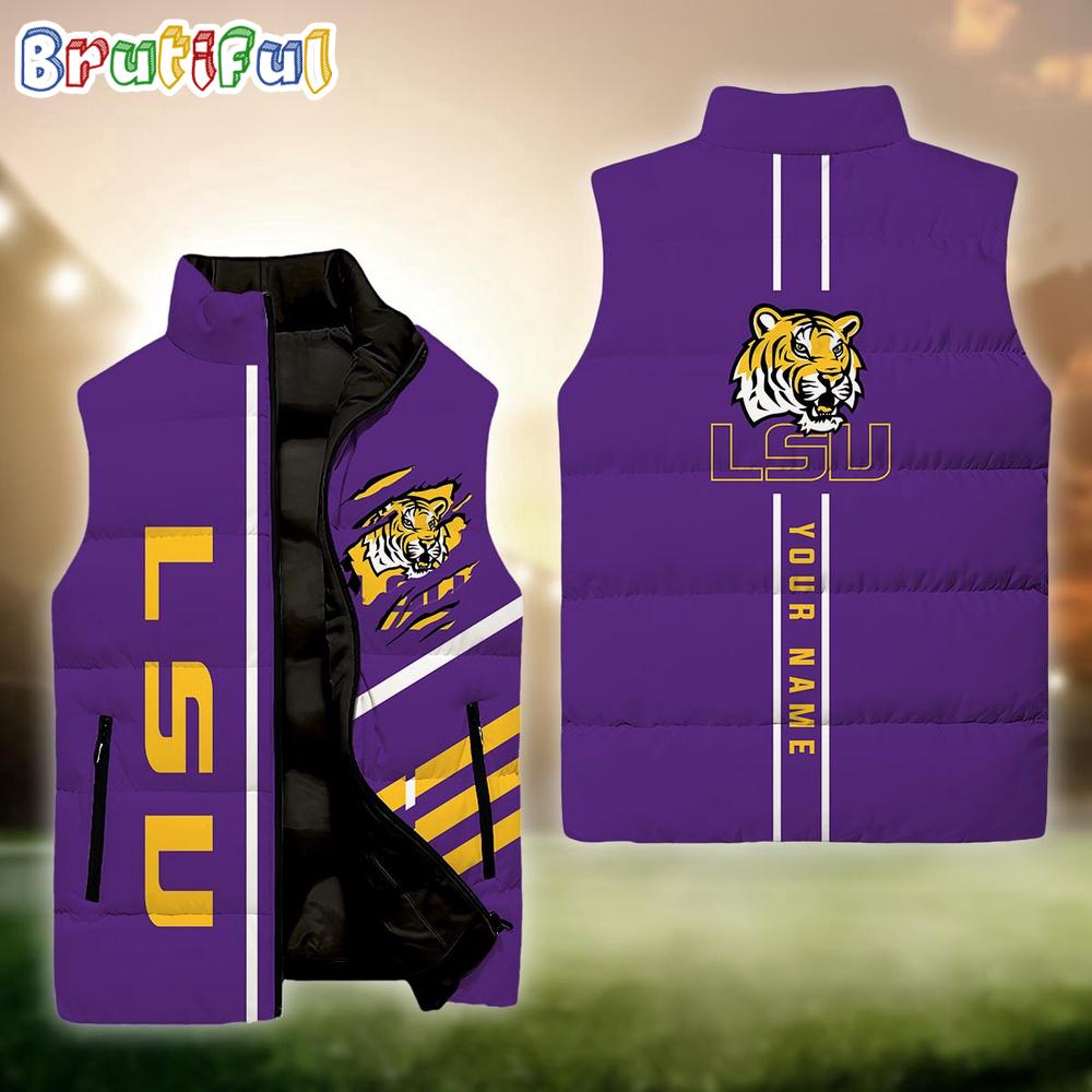Sportswearmerch LSU Tigers NCAA Personalized Sleeveless Down Puffer Jacket For Fan
