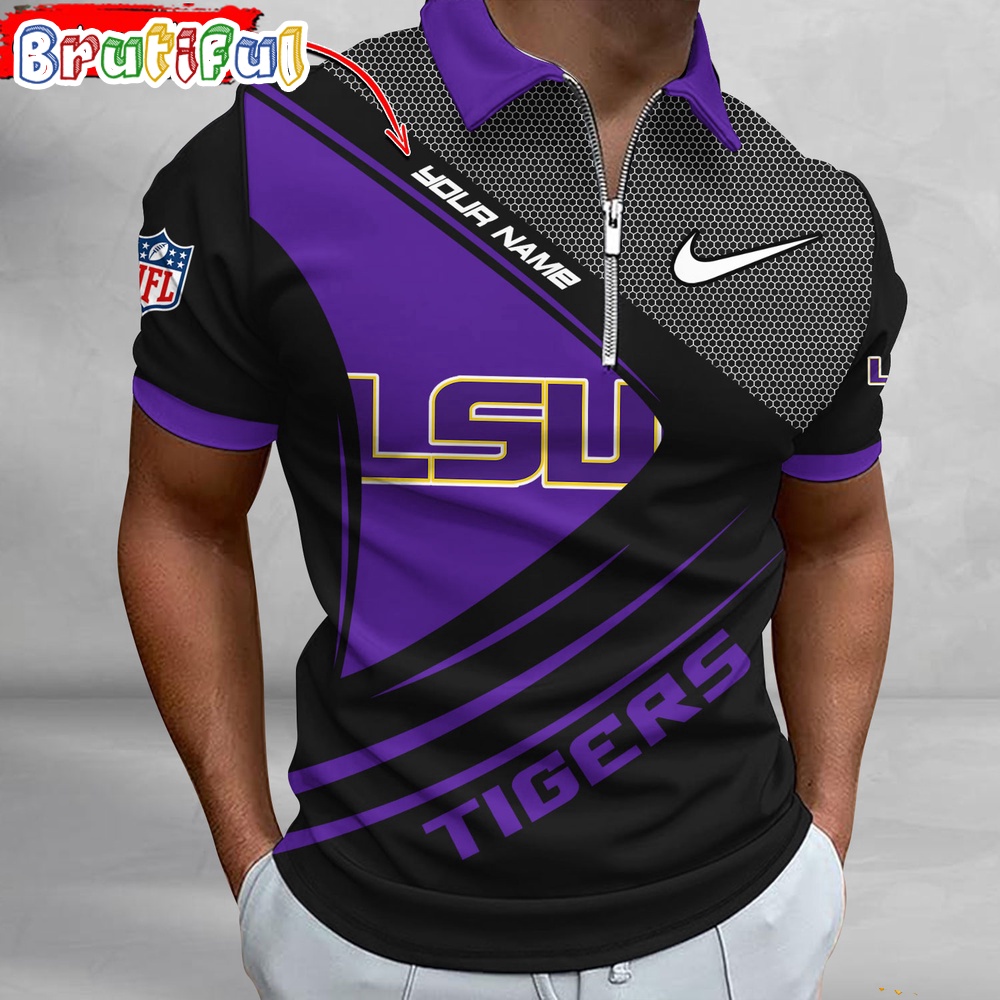 Sportswearmerch LSU Tigers NCAA Personalized Zip Polo Shirt For Fan