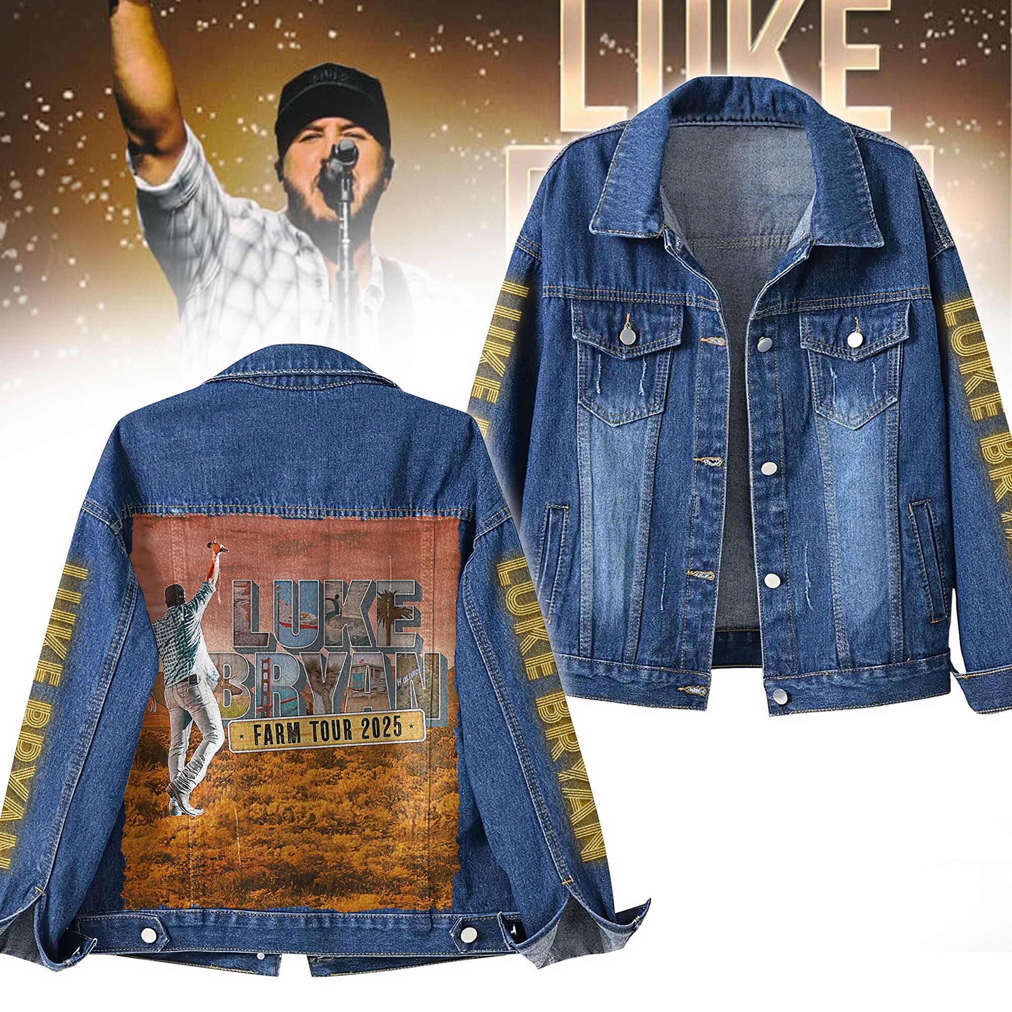 Sportswearmerch Luke Bryan Denim Jacket Gift For Fans