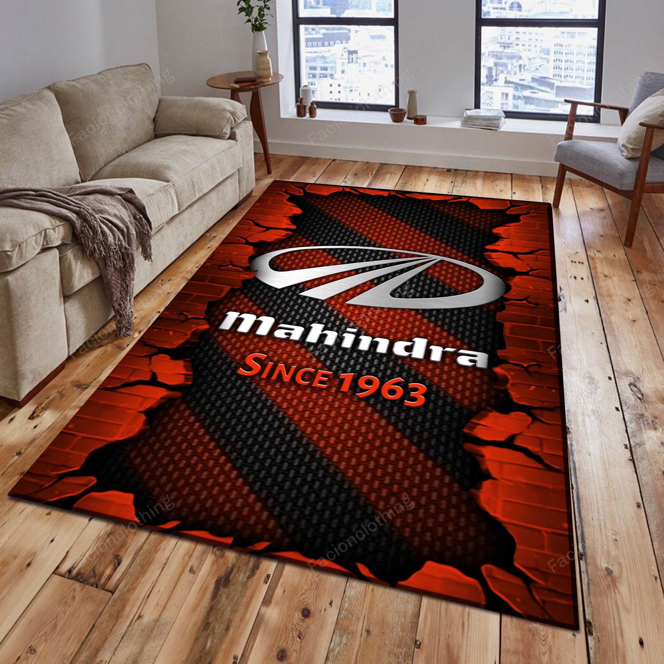 Sportswearmerch Mahindra Tractor Personalized Rug For Fan