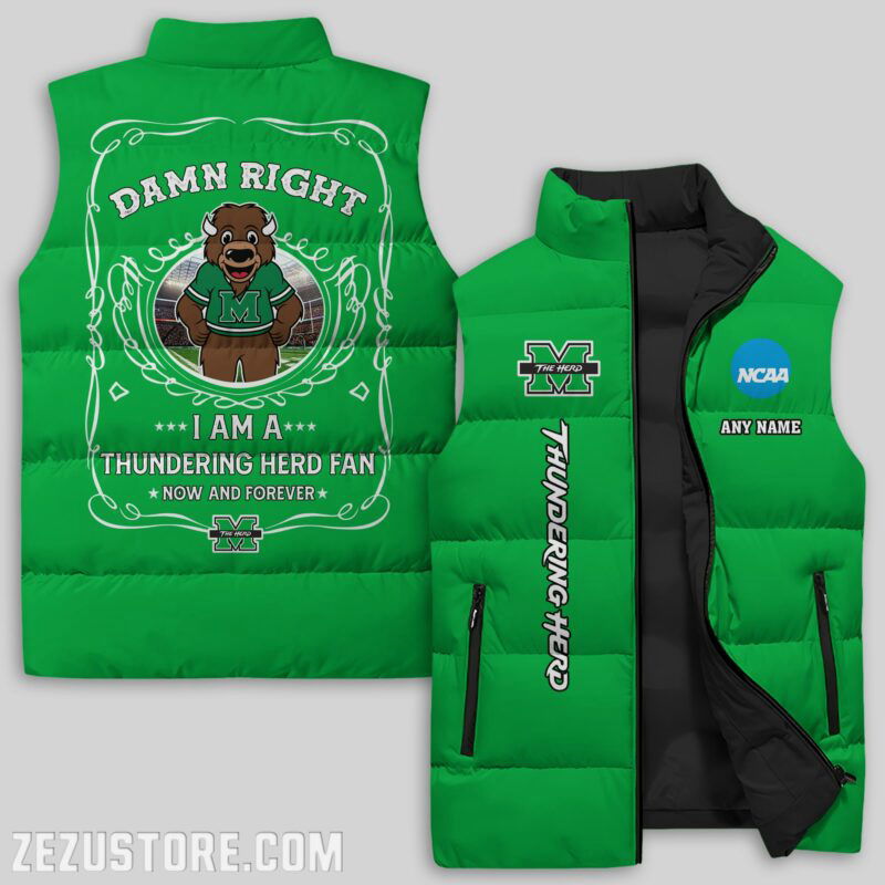 Sportswearmerch Marshall Thundering Herd NCAA Sleeveless Puffer Jacket For Fans