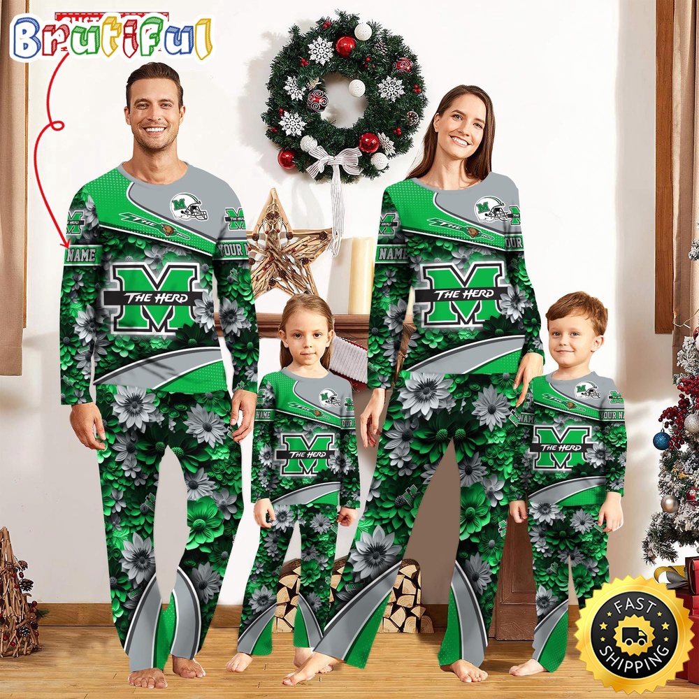 Sportswearmerch Marshall Thundering Herd NCAA Sport Fans Personalized Pajamas Family For Fan
