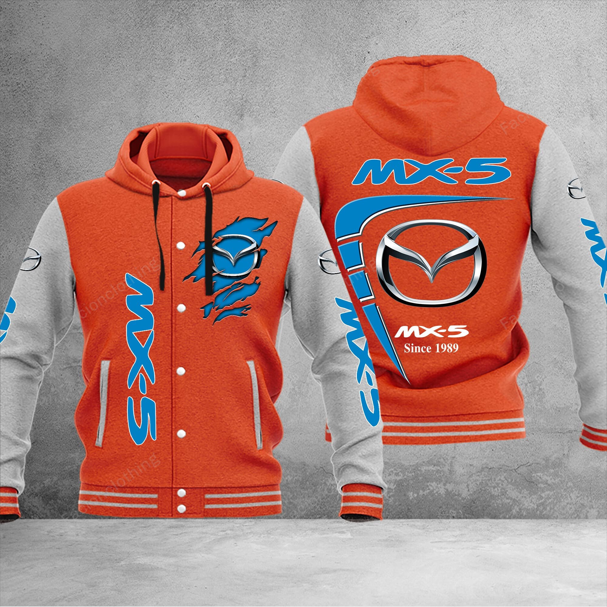 Sportswearmerch Mazda Car Mx5 Personalized Hooded Baseball Jacket For Fan