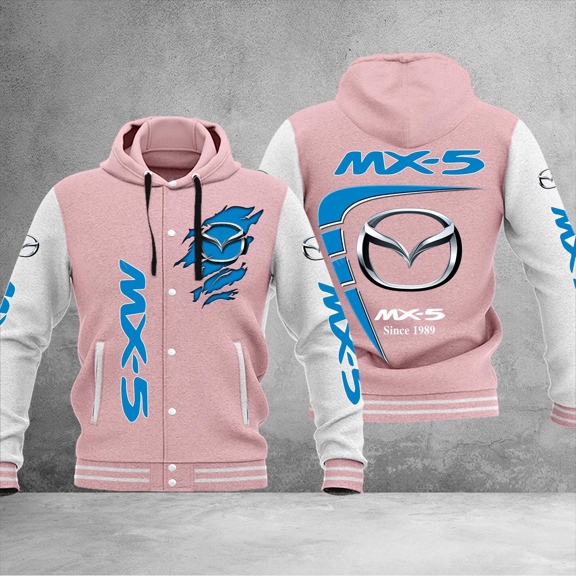 Sportswearmerch Mazda Car Mx5 Personalized Hooded Baseball Jacket For Fan