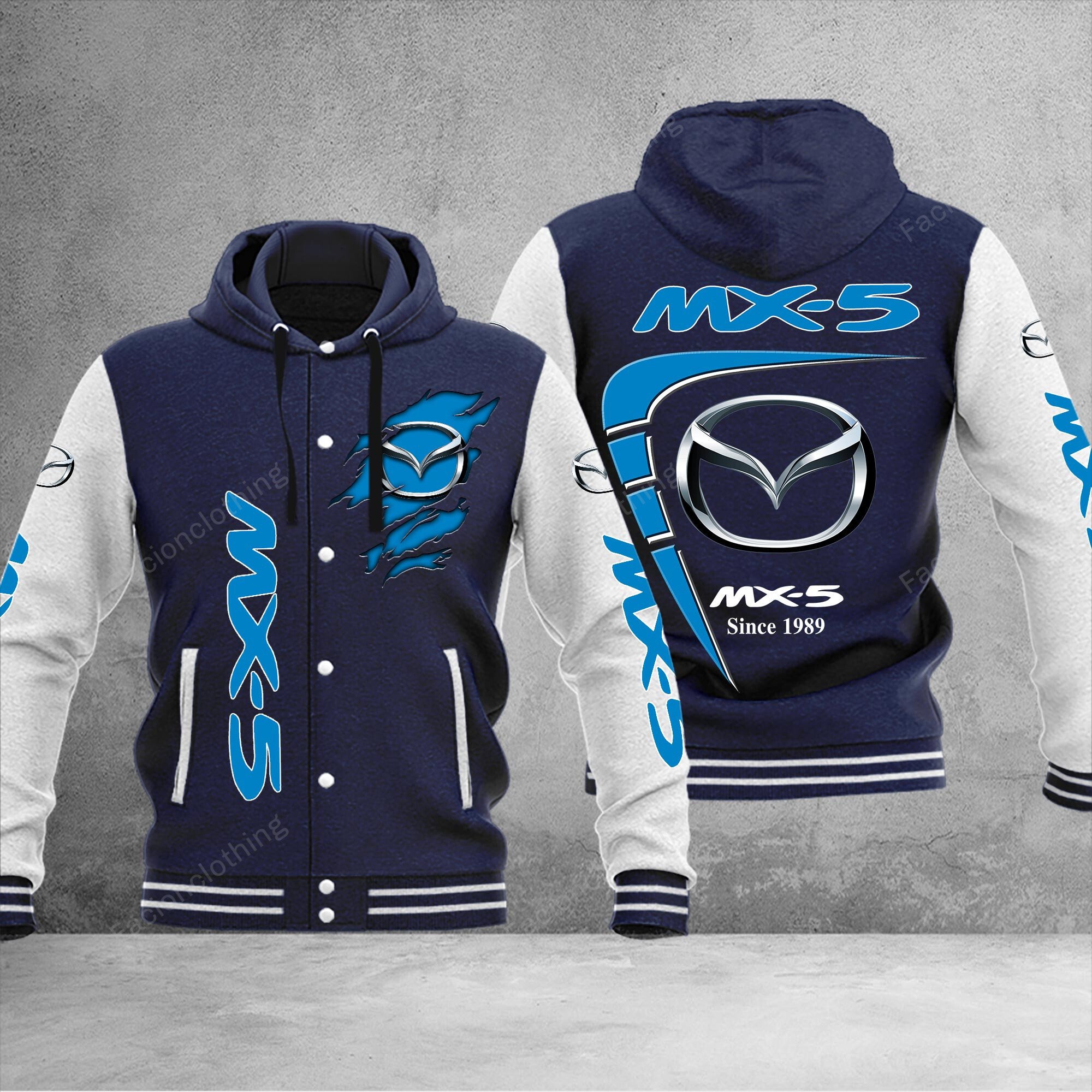 Sportswearmerch Mazda Car Mx5 Personalized Hooded Baseball Jacket For Fan