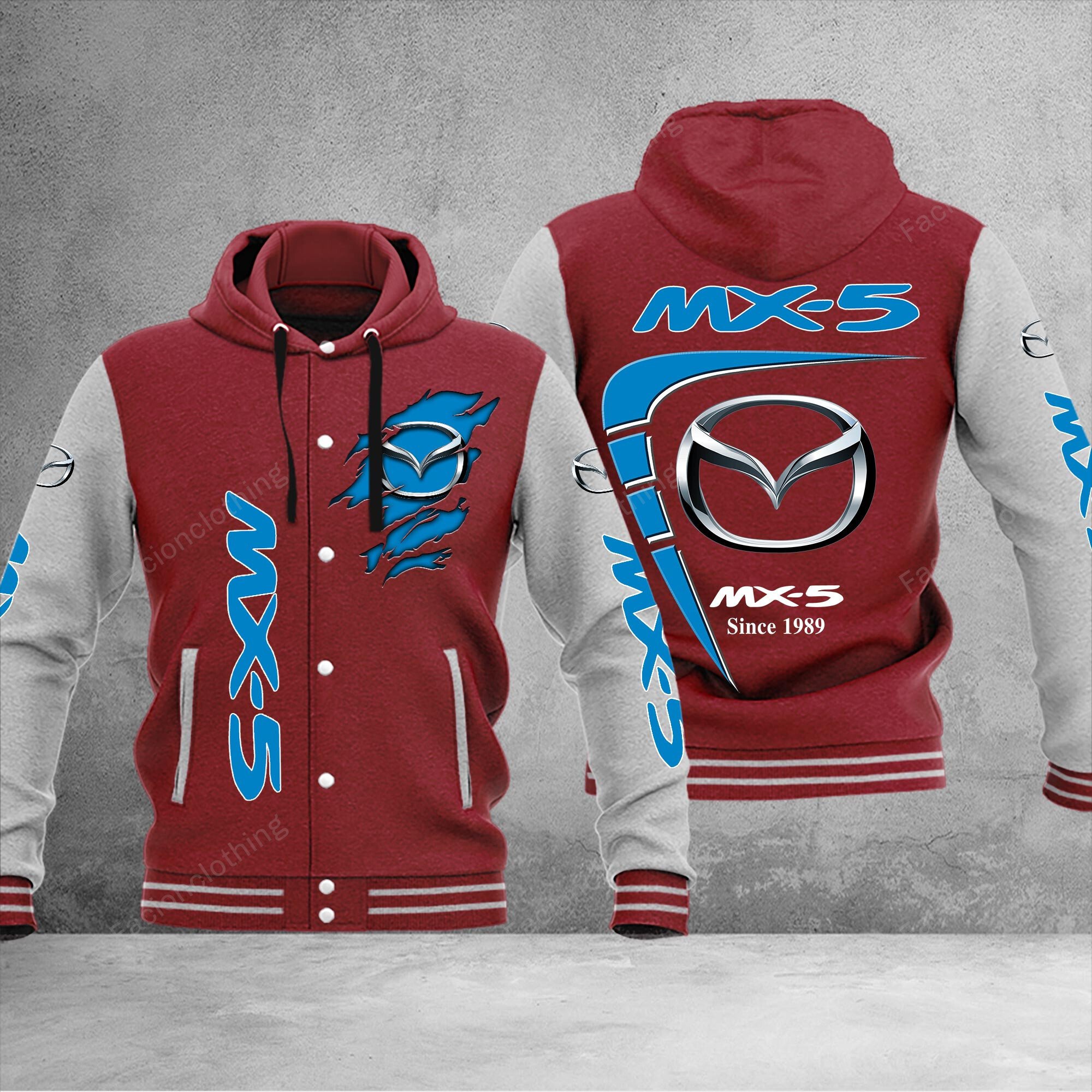 Sportswearmerch Mazda Car Mx5 Personalized Hooded Baseball Jacket For Fan