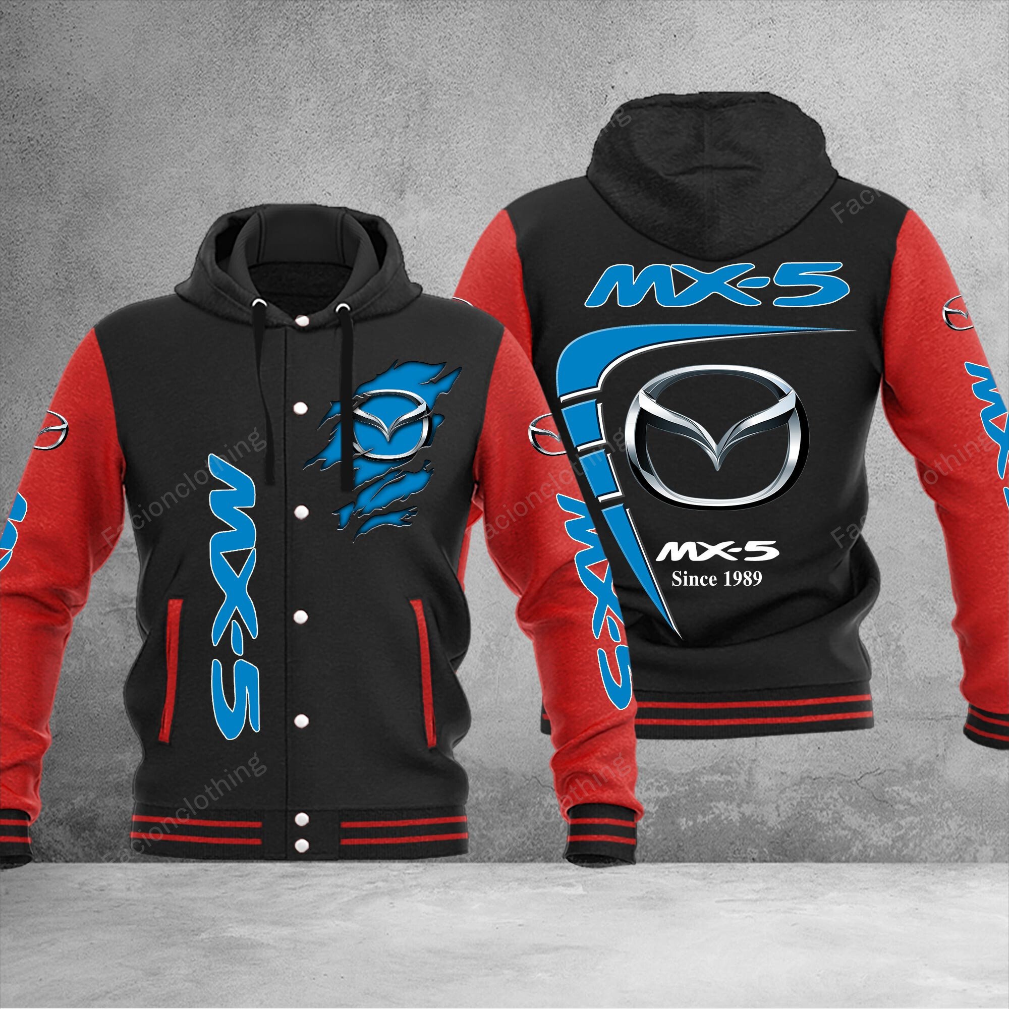 Sportswearmerch Mazda Car Mx5 Personalized Hooded Baseball Jacket For Fan