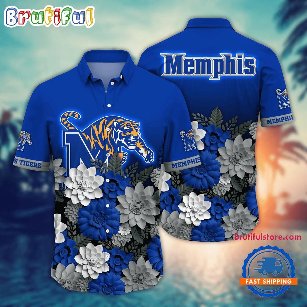 Sportswearmerch Memphis Tigers NCAA Flower Tropical Summer Beach Hawaiian Shirt For Fan