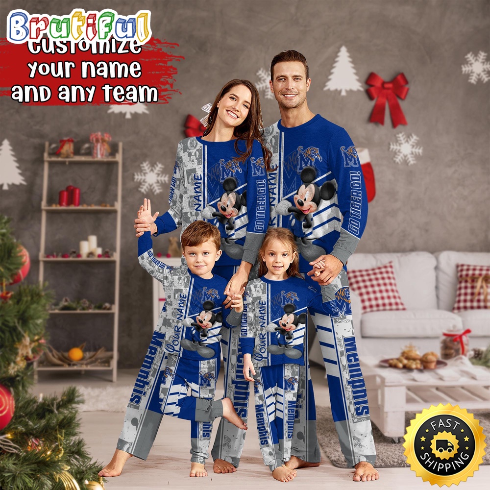 Sportswearmerch Memphis Tigers NCAA Mickey Mouse Personalized Pajamas Family For Fan