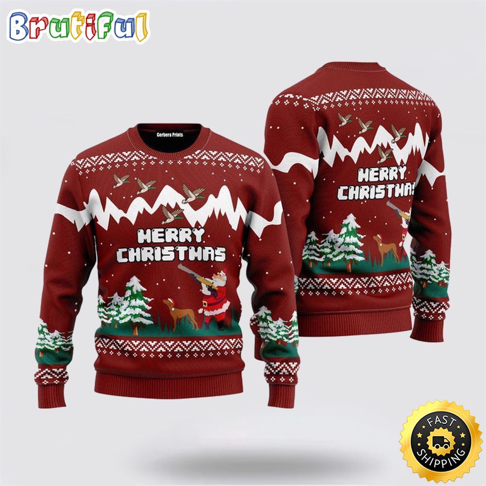 Sportswearmerch Merry Duck Hunting Personalized Christmas Sweater For Fan