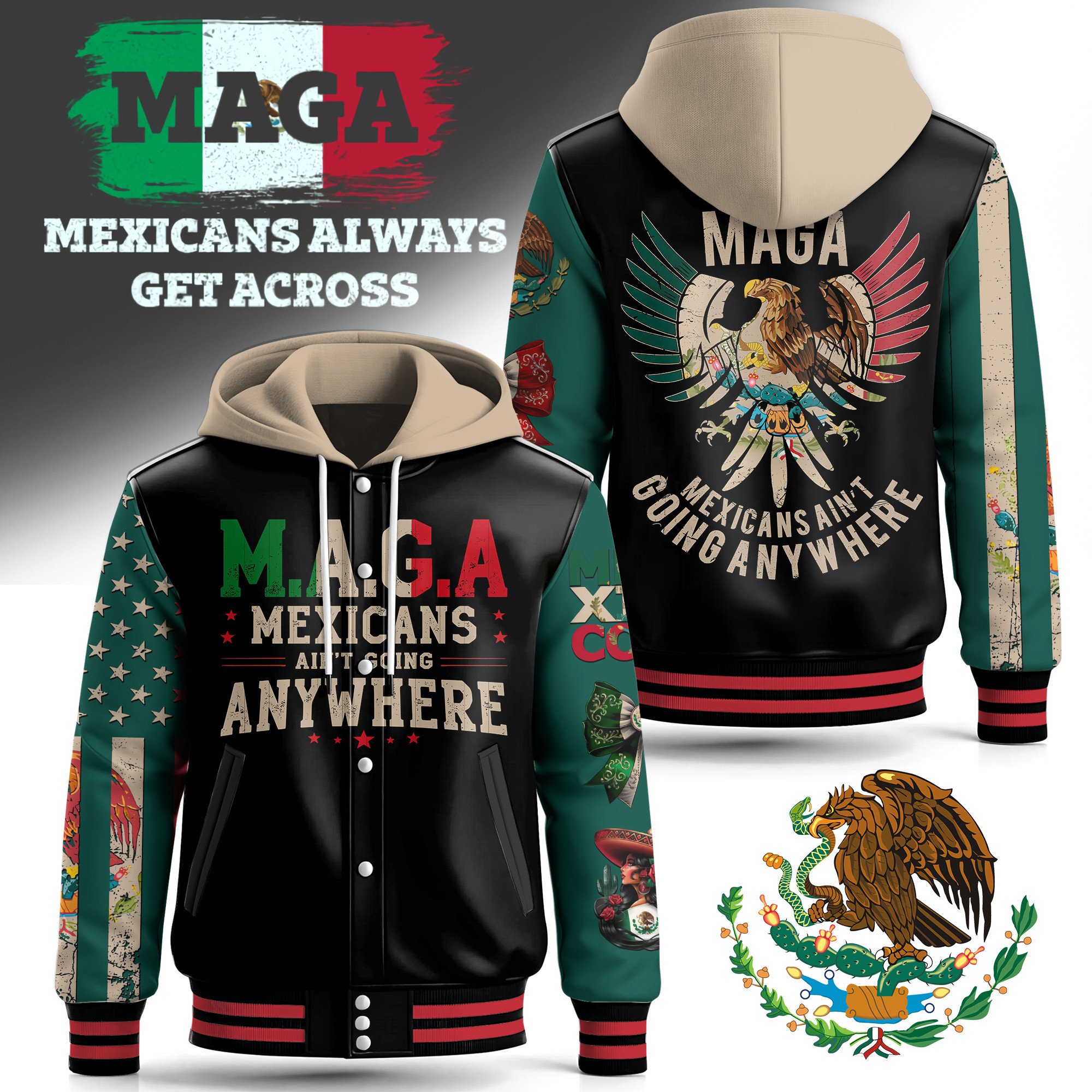 Sportswearmerch MEXICANS Hooded Baseball Jacket Gift For Fan