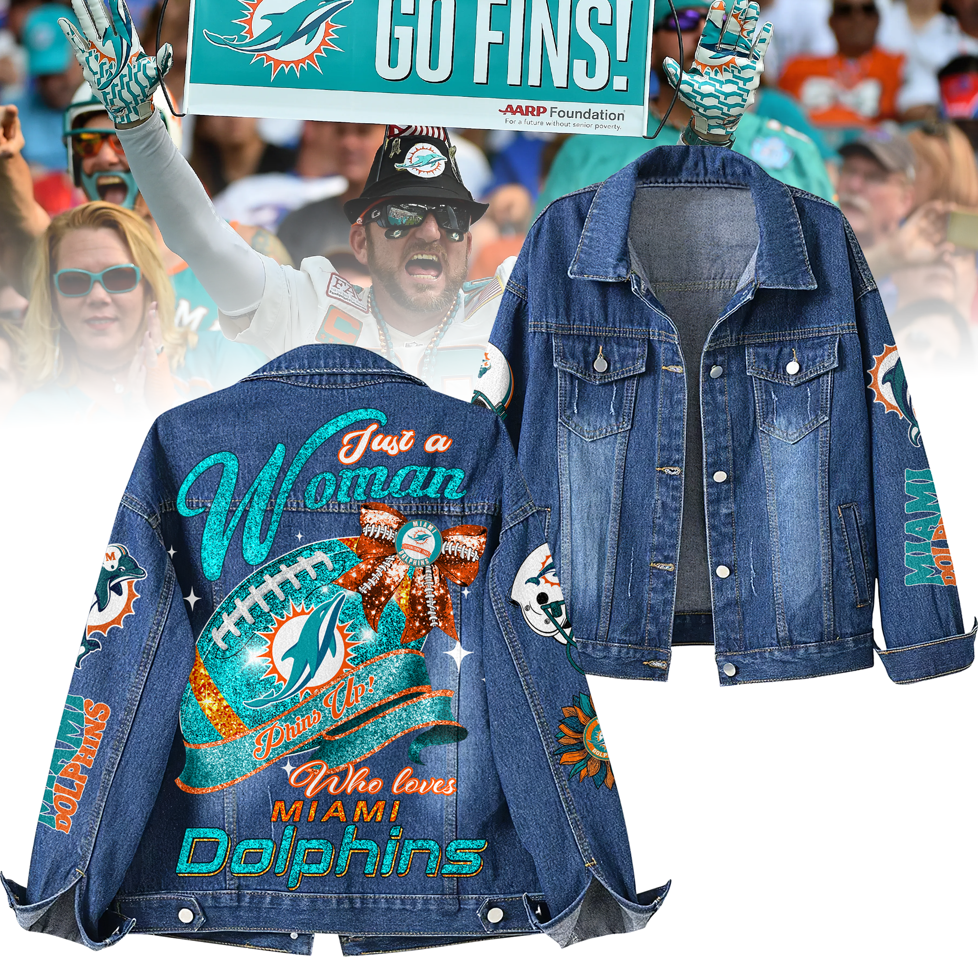 Sportswearmerch Miami Dolphins Denim Jacket Gift For Fans