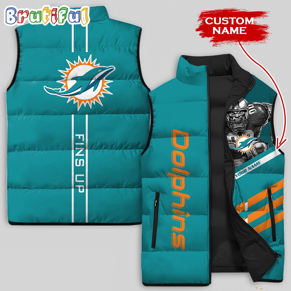 Sportswearmerch Miami Dolphins MLB Damn Right Sleeveless Down Puffer Jacket For Fan