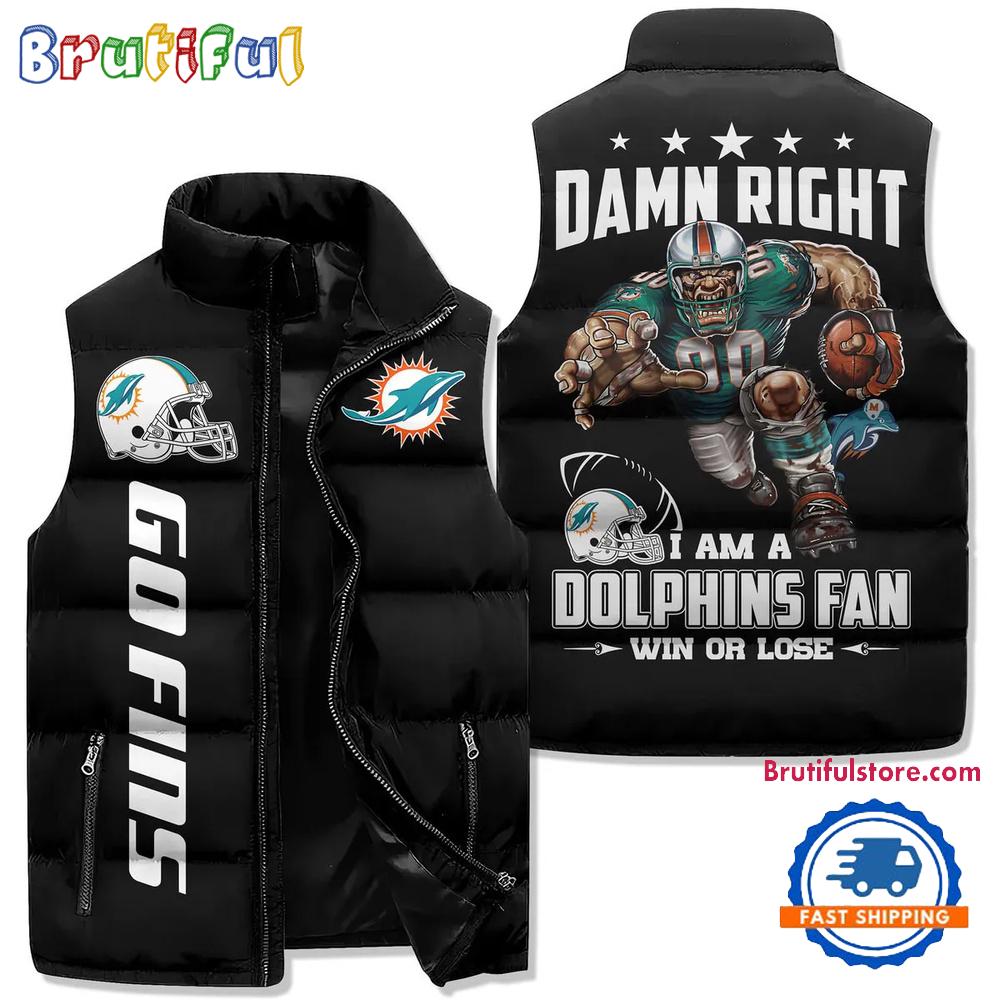 Sportswearmerch Miami Dolphins MLB Sleeveless Puffer Jacket For Fan