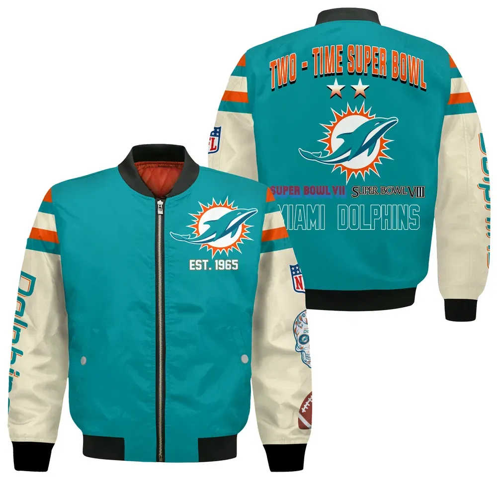 Sportswearmerch Miami Dolphins NFL 2X Champions Bomber Jacket For Fan