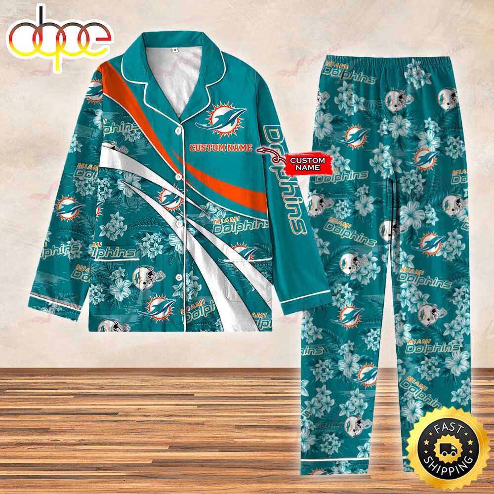 Sportswearmerch Miami Dolphins NFL 3D Personalized Christmas Personalized Pajamas For Fan