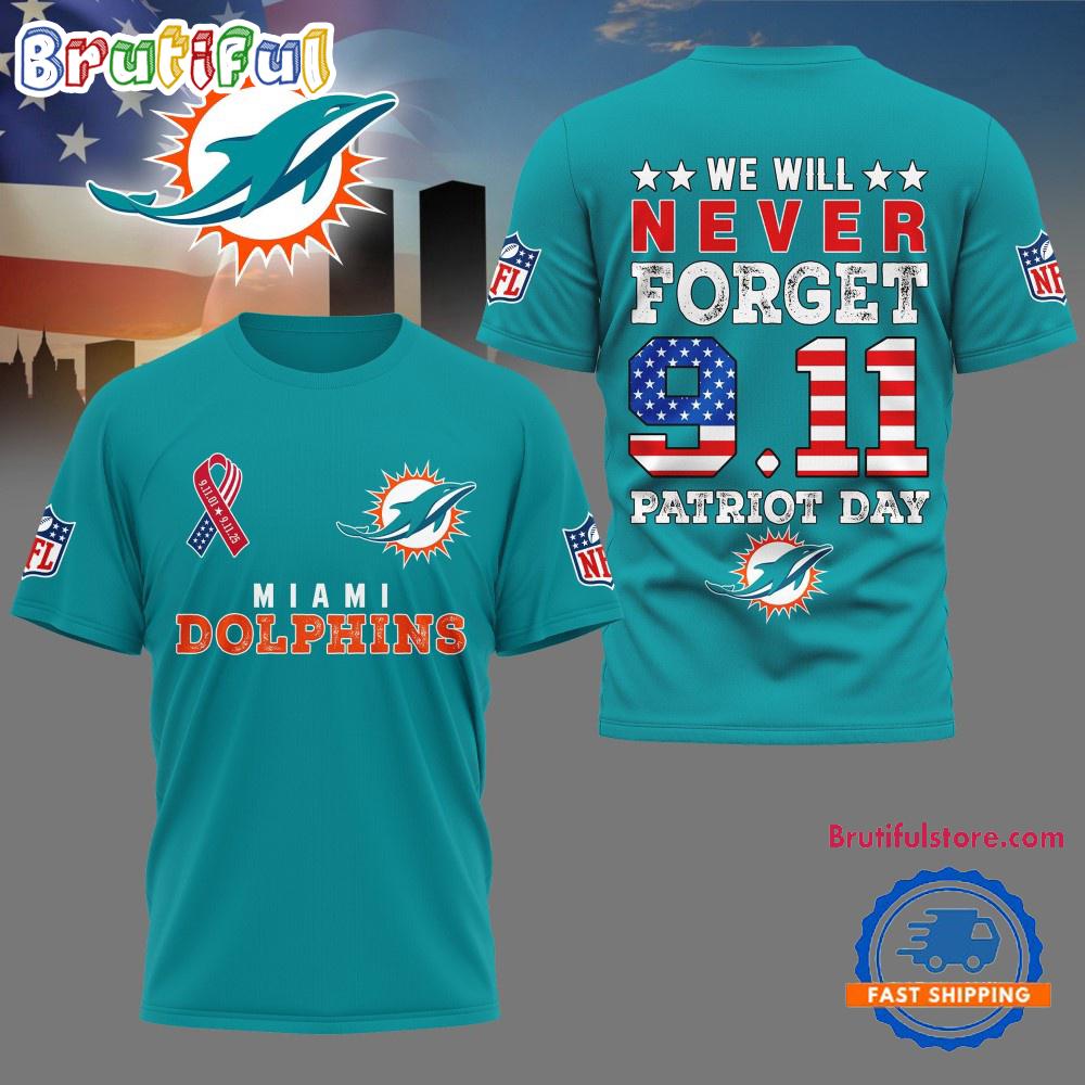 Sportswearmerch Miami Dolphins NFL And We Will Never Forget 9 11 Patriot Day T-Shirt For Fan