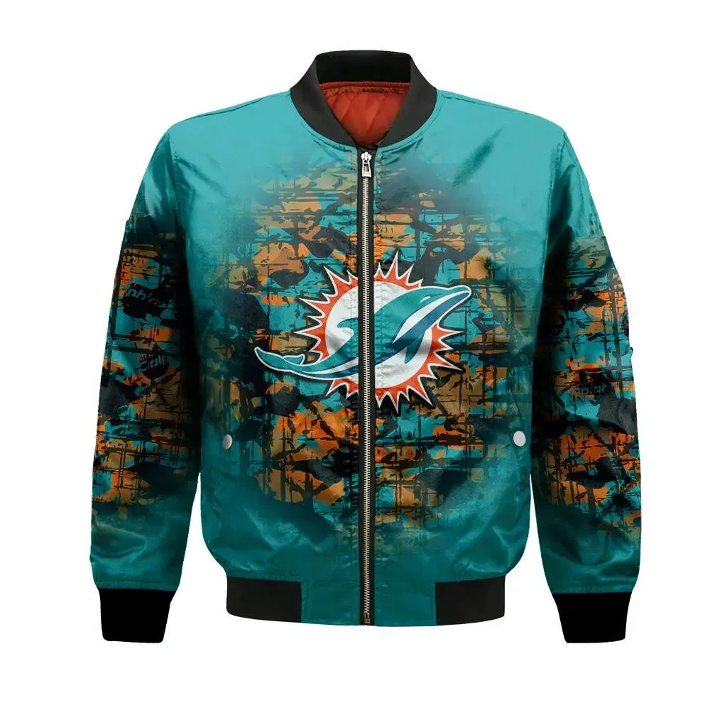 Sportswearmerch Miami Dolphins NFL Bomber Jacket Camouflage Vintage For Fan