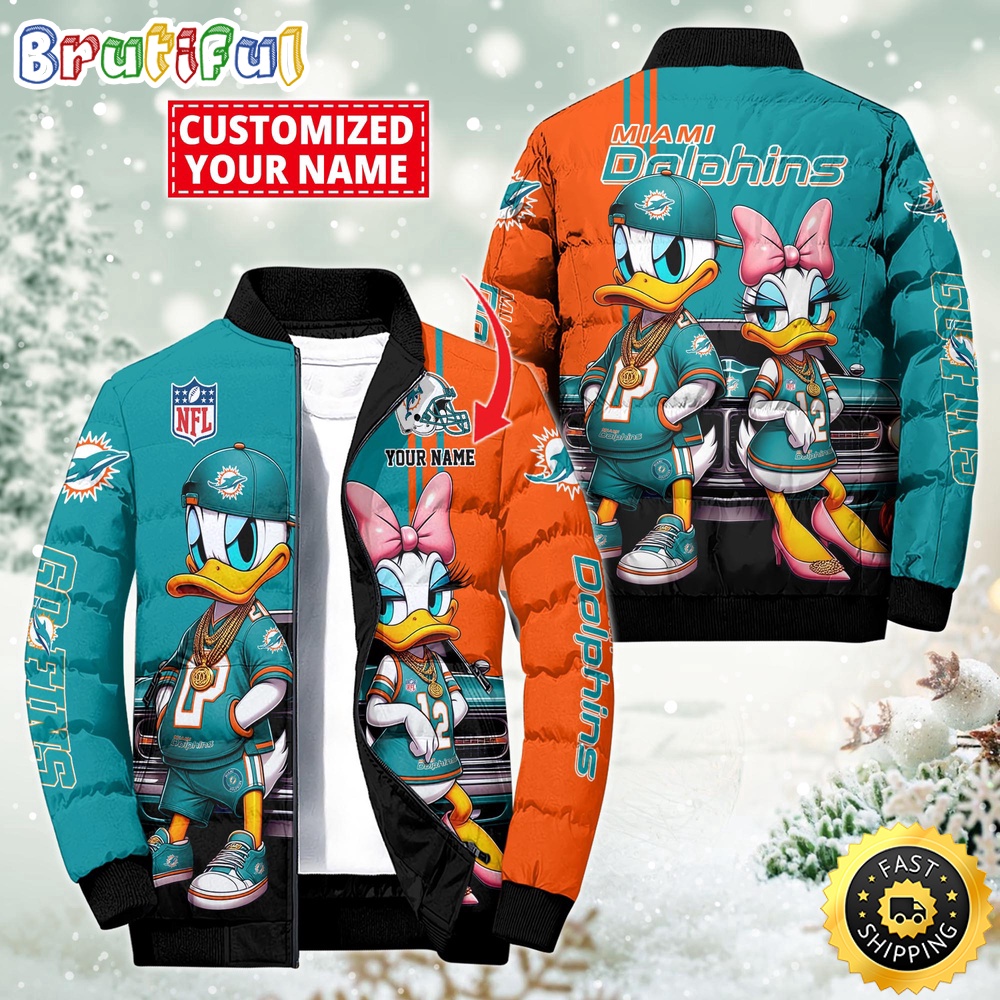 Sportswearmerch Miami Dolphins NFL Donald Duck Puffer Jacket For Fan