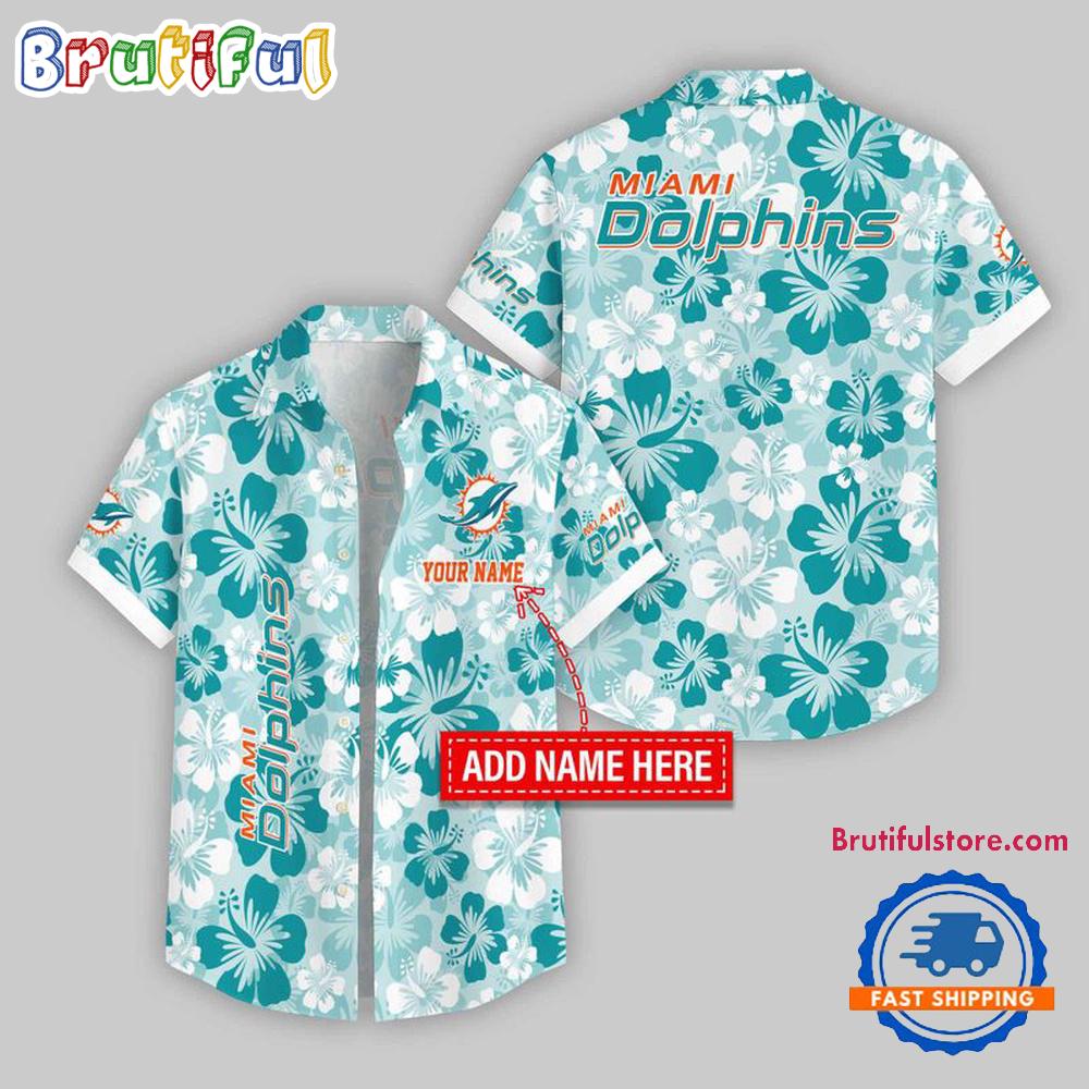 Sportswearmerch Miami Dolphins NFL Flower Palm Tree Personalized Hawaiian Shirt For Fan