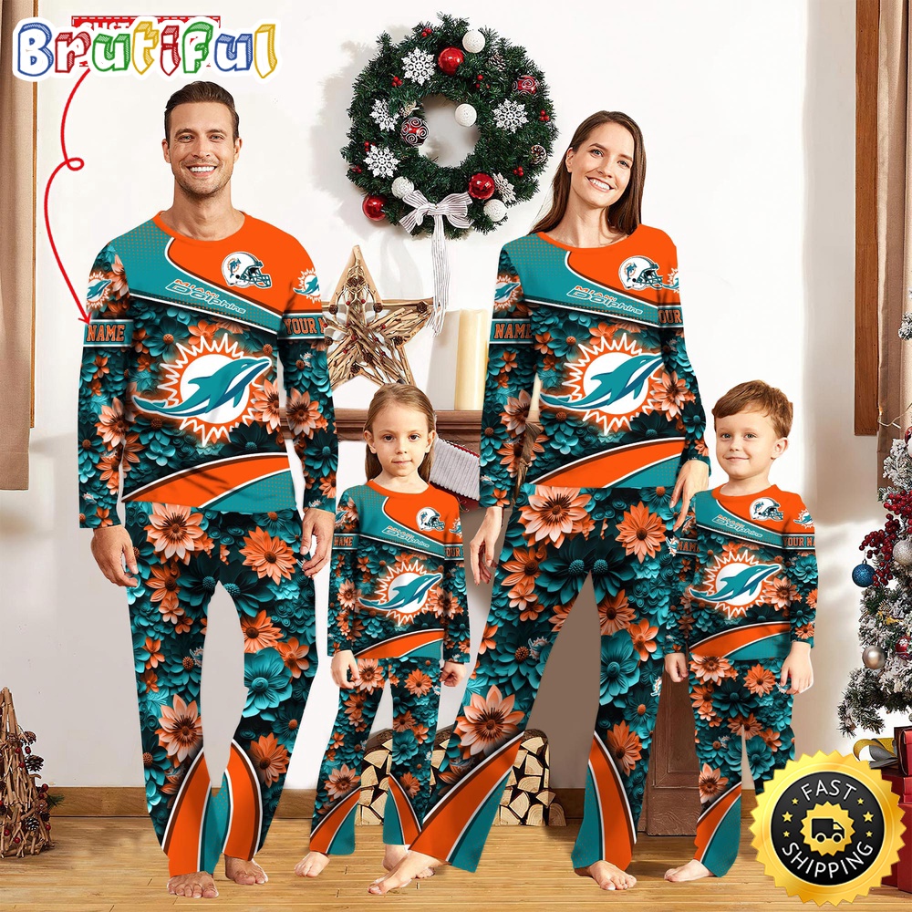 Sportswearmerch Miami Dolphins NFL Flower Sports Personalized Pajamas Family For Fan