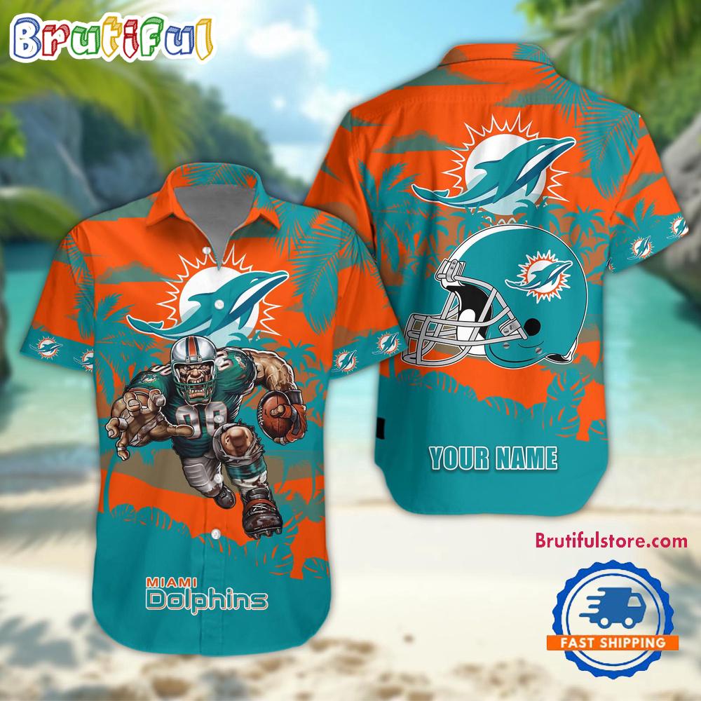 Sportswearmerch Miami Dolphins NFL Football Mascot Summer Personalized Hawaiian Shirt For Fan