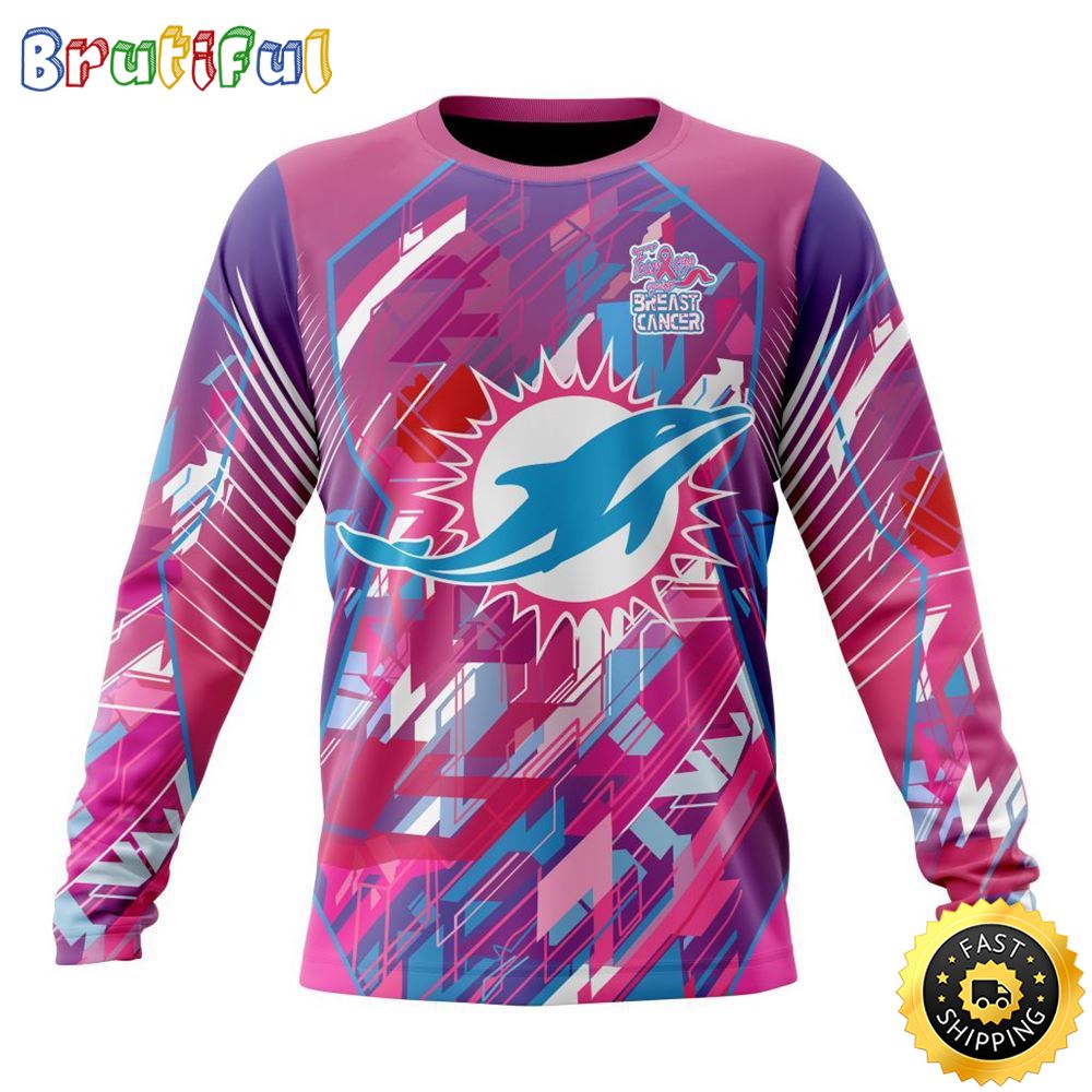 Sportswearmerch Miami Dolphins NFL For Breast Cancer Survivors Personalized Sweater For Fan