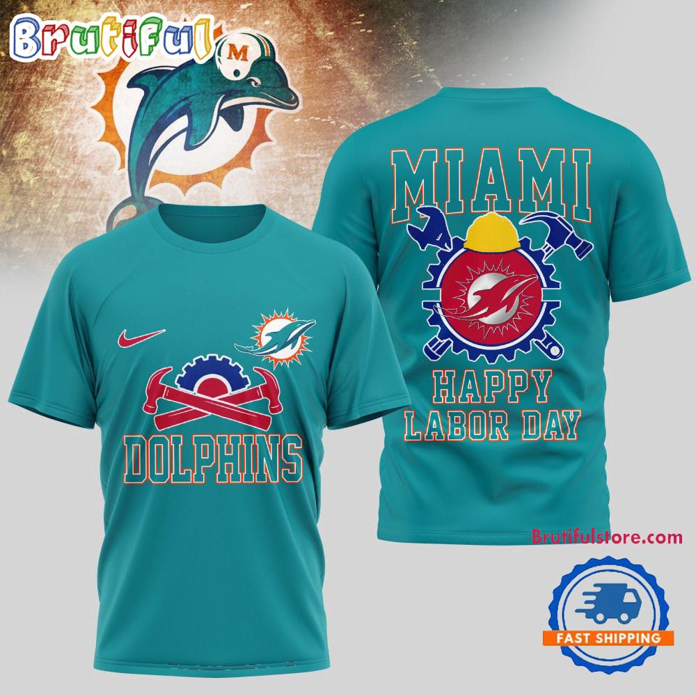 Sportswearmerch Miami Dolphins NFL Happy Labor Day 2025 Uniesx 3D Shirt For Fan