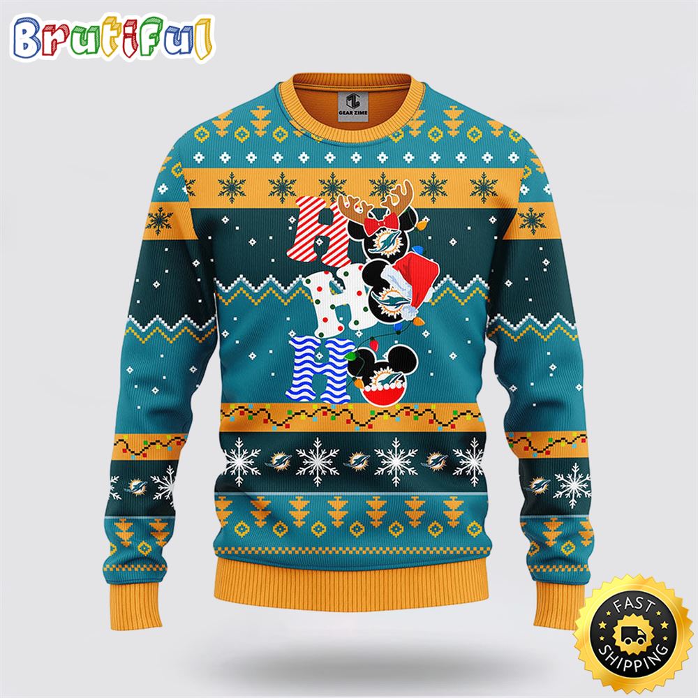 Sportswearmerch Miami Dolphins NFL Mickey Ugly Christmas Sweater For Fan