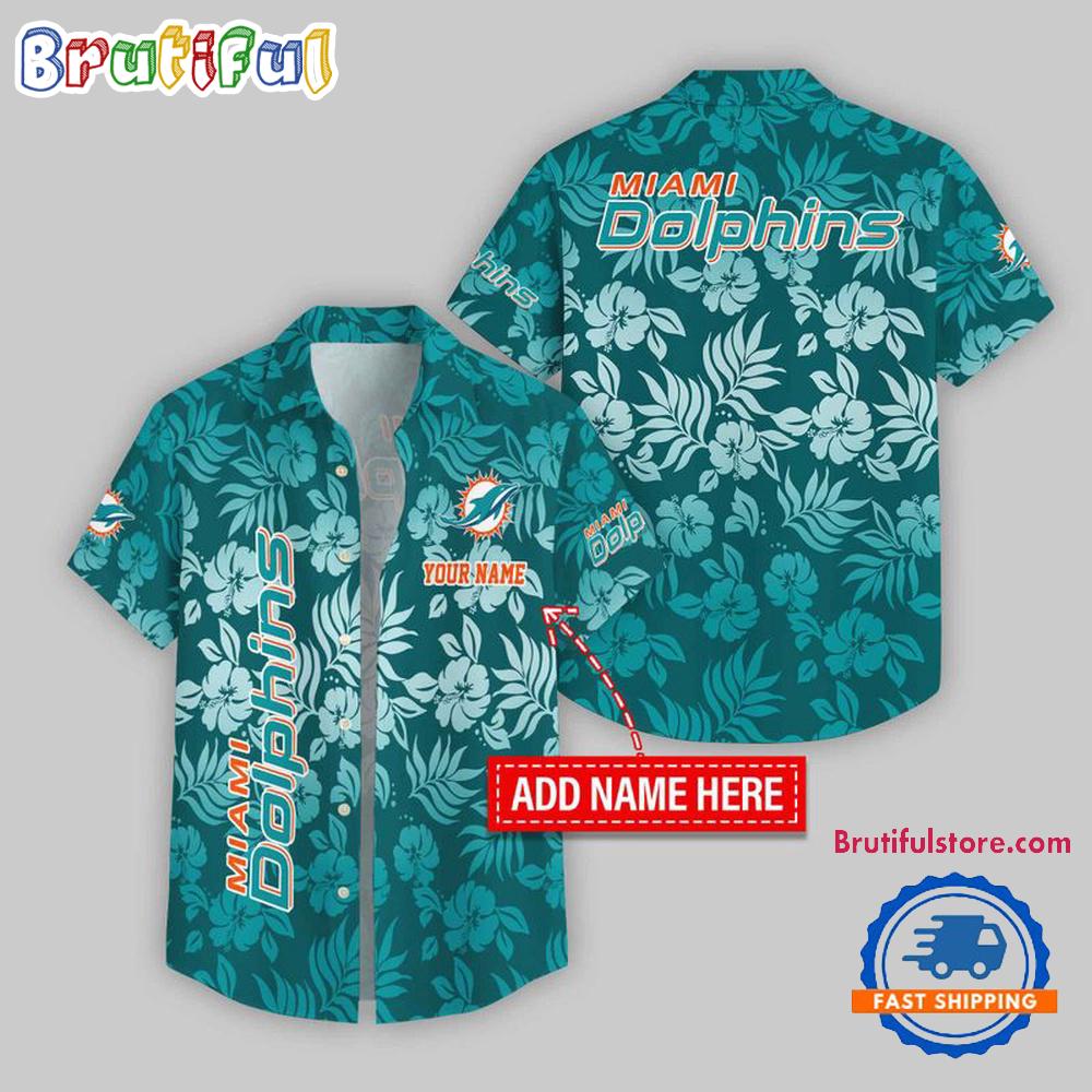 Sportswearmerch Miami Dolphins NFL Night Flower Pattern Personalized Personalized Hawaiian Shirt For Fan