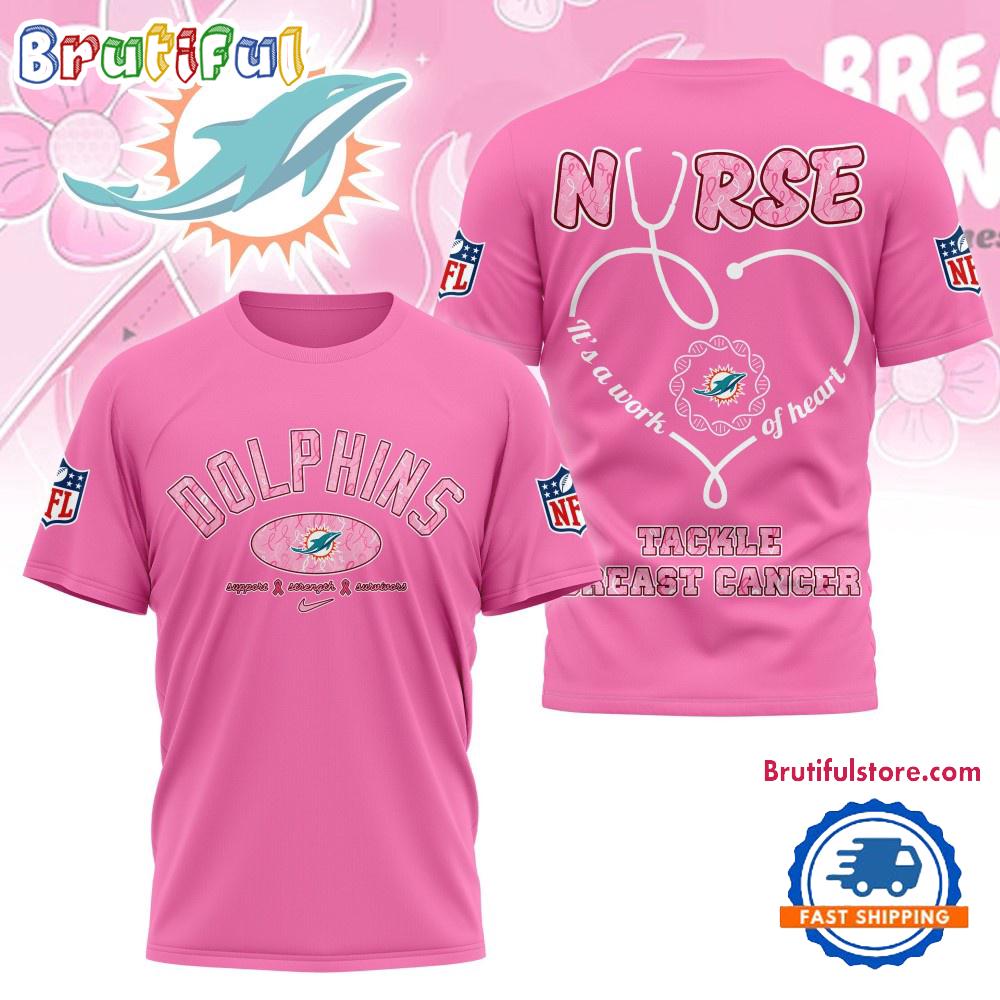 Sportswearmerch Miami Dolphins NFL Nurse Breast Cancer Awareness T-shirt For Fan