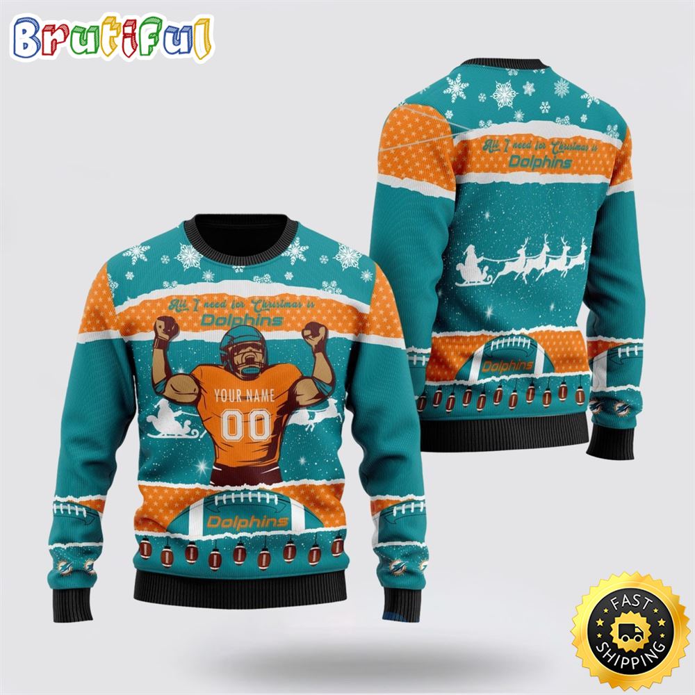 Sportswearmerch Miami Dolphins NFL Personalized Christmas Sweater For Fan