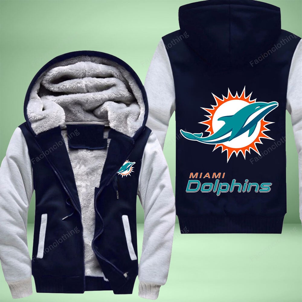 Sportswearmerch Miami Dolphins NFL Personalized Fleece Zip Hoodie Jacket For Fan