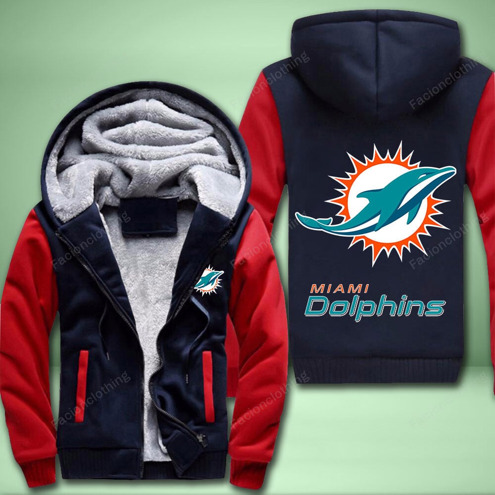 Sportswearmerch Miami Dolphins NFL Personalized Fleece Zip Hoodie Jacket For Fan
