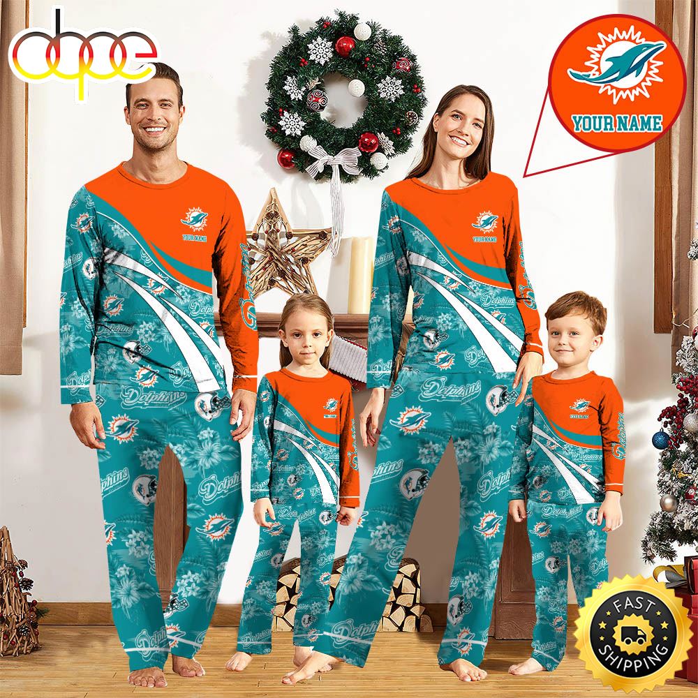 Sportswearmerch Miami Dolphins NFL Personalized Pajamas Family For Fan