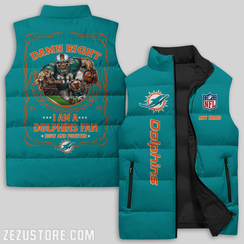 Sportswearmerch Miami Dolphins NFL Sleeveless Puffer Jacket For Fans