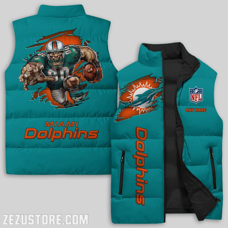 Sportswearmerch Miami Dolphins NFL Sleeveless Puffer Jacket For Fans