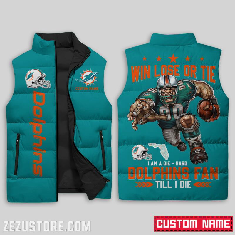 Sportswearmerch Miami Dolphins NFL Sleeveless Puffer Jacket For Fans