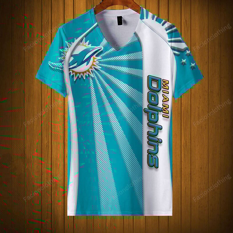 Sportswearmerch Miami Dolphins NFL V-neck Women T-shirt Personalized For Fan