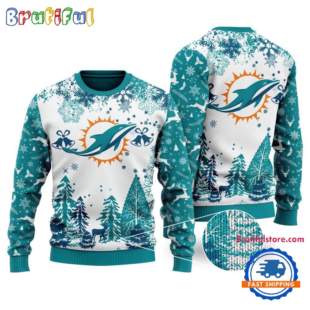 Sportswearmerch Miami Dolphins NFL Xmas Tree Christmas Sweater For Fan