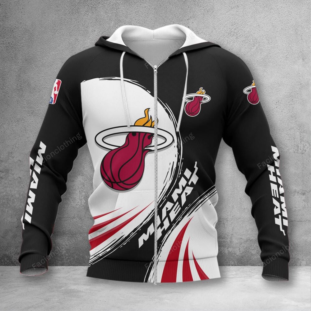 Sportswearmerch Miami Heat NBA Personalized Zip Hoodie For Fan