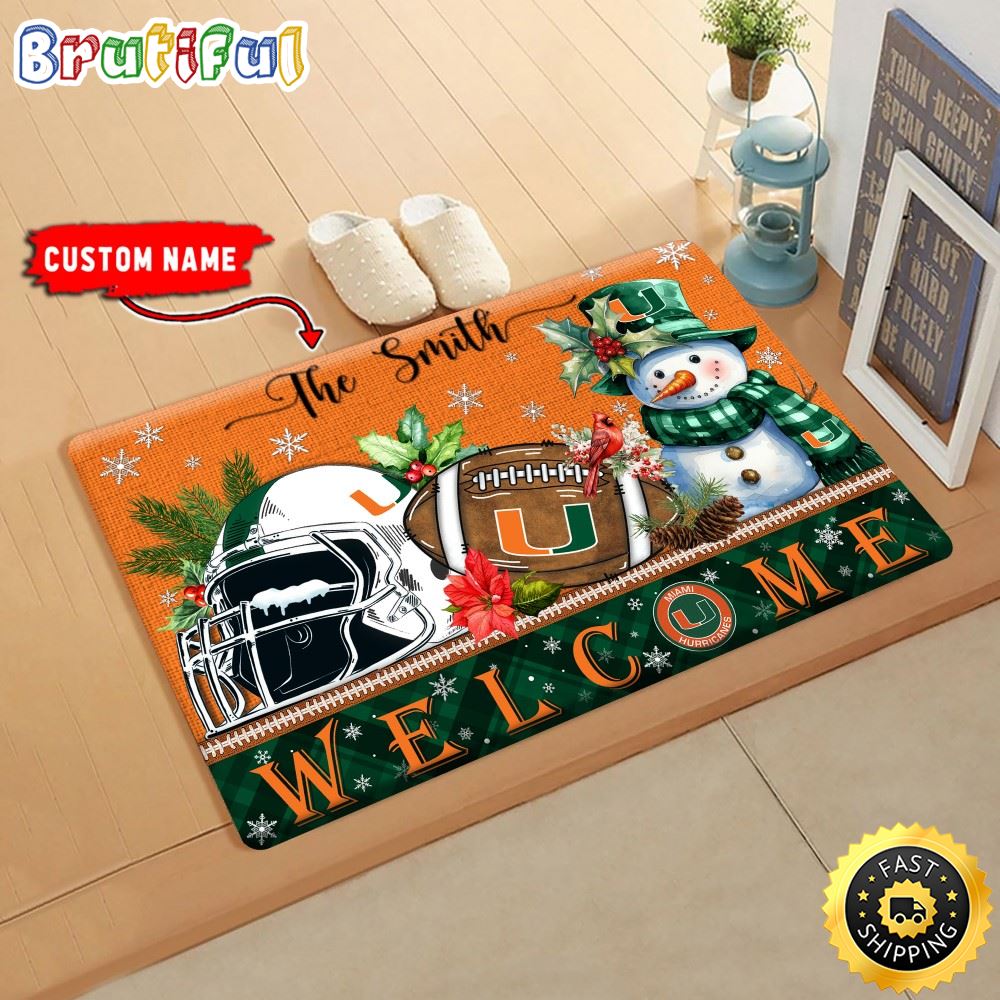 Sportswearmerch Miami Hurricanes NCAA Christmas Doormat For Fan