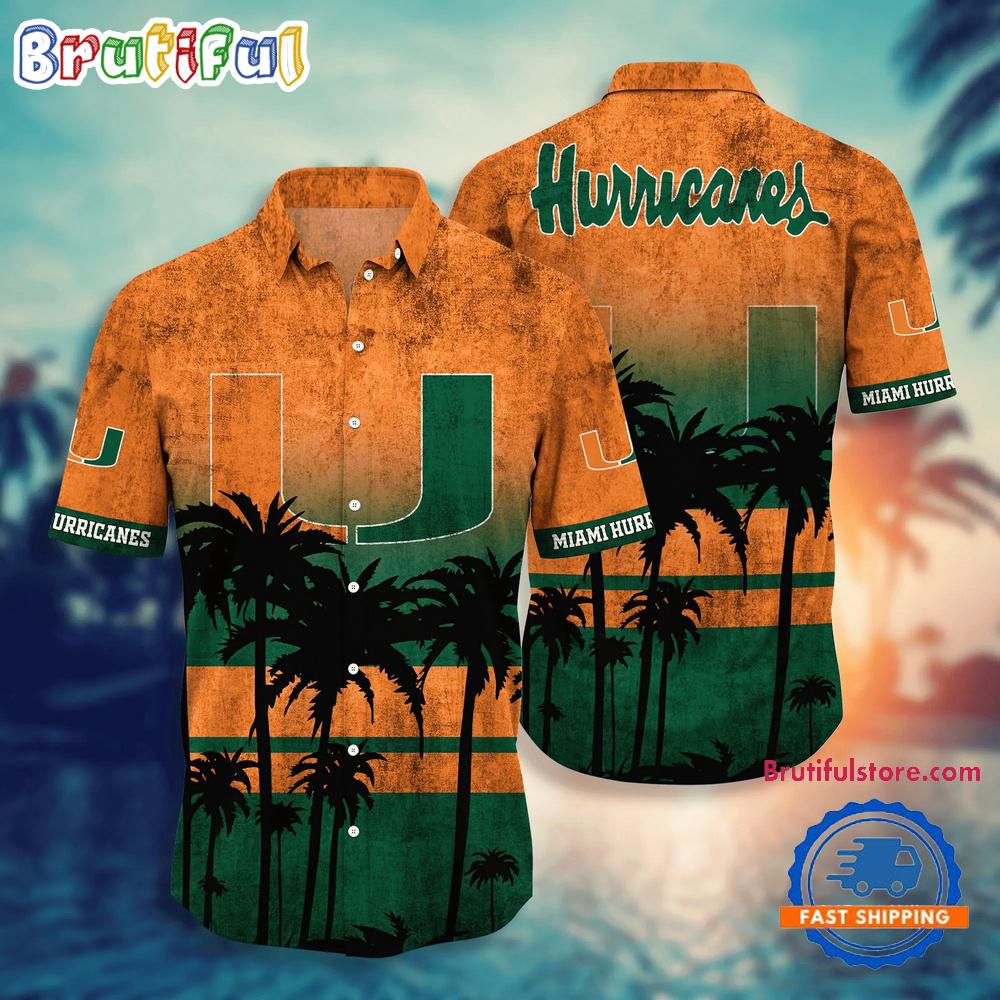 Sportswearmerch Miami Hurricanes NCAA Palm Tree Summer Beach Personalized Hawaiian Shirt For Fan