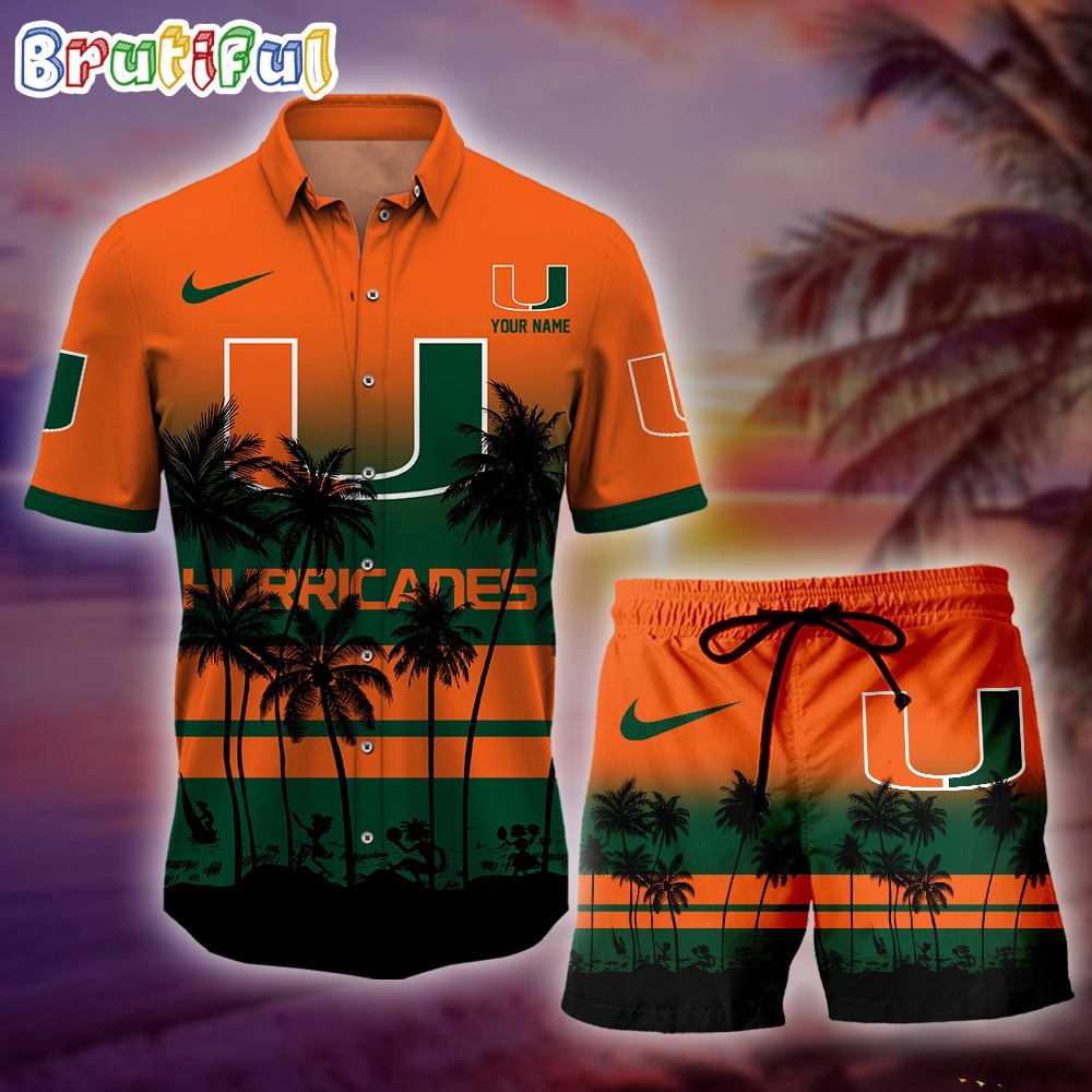 Sportswearmerch Miami Hurricanes NCAA Palm Tree Summer Personalized Set Short Set For Fan