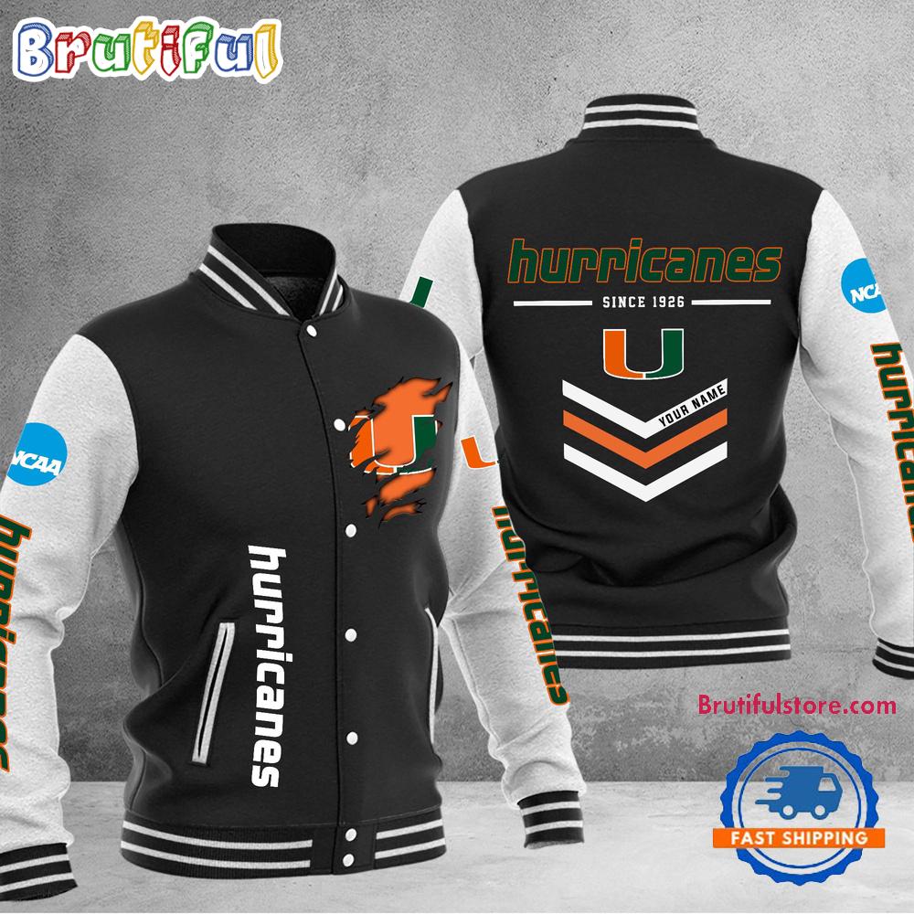 Sportswearmerch Miami Hurricanes NCAA Personalized Personalized Baseball Jacket For Fan