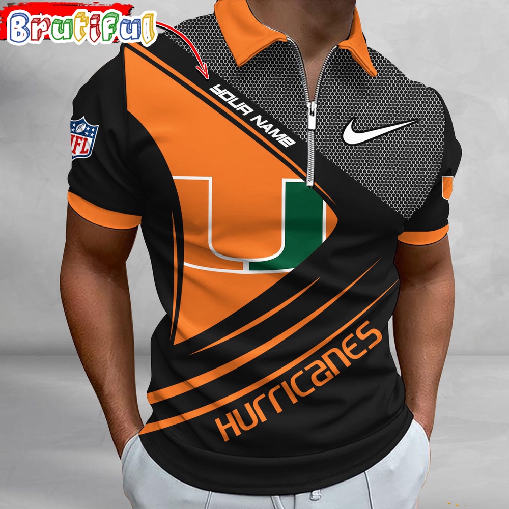 Sportswearmerch Miami Hurricanes NCAA Personalized Zip Polo Shirt For Fan