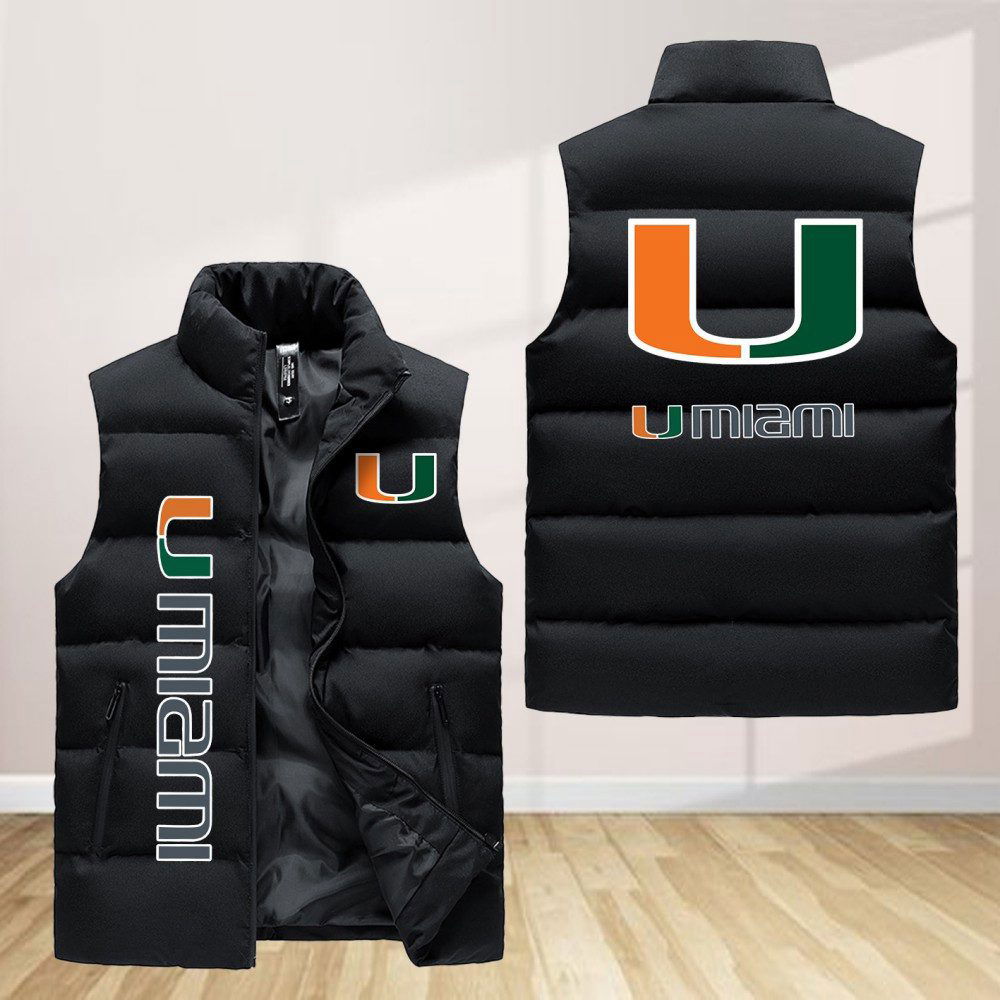Sportswearmerch Miami Hurricanes NCAA Sleeveless Puffer Jacket For Fans