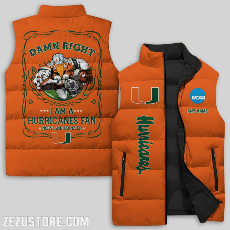 Sportswearmerch Miami Hurricanes NCAA Sleeveless Puffer Jacket For Fans