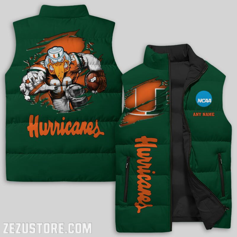 Sportswearmerch Miami Hurricanes NCAA Sleeveless Puffer Jacket For Fans